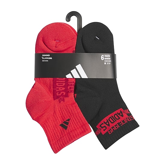 adidas Big Kid Boys 6 Pair Quarter Ankle Socks