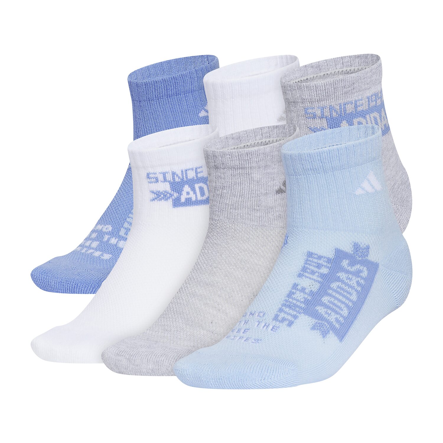 adidas Big Kid Boys 6 Pair Quarter Ankle Socks