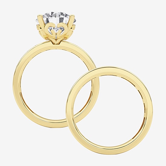 Grown Gorgeous Vs2, F Womens 4 1/4 CT. T.W. Lab Grown White Diamond 14K Gold or Platinum Round Side Stone Bridal Set