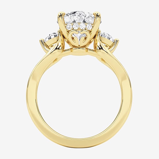 Grown Gorgeous (F, Vs2) Womens 2 3/4 CT. T.W. Lab Grown White Diamond 14K Gold or Platinum Round Side Stone 3-Stone Engagement Ring