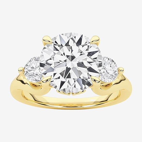 Grown Gorgeous (F, Vs2) Womens 2 3/4 CT. T.W. Lab Grown White Diamond 14K Gold or Platinum Round Side Stone 3-Stone Engagement Ring