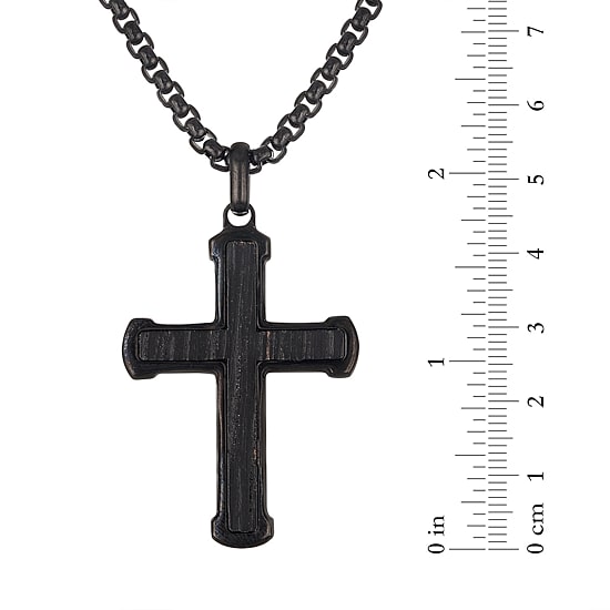 Mens Stainless Steel Cross 24 Inch Pendant Necklace