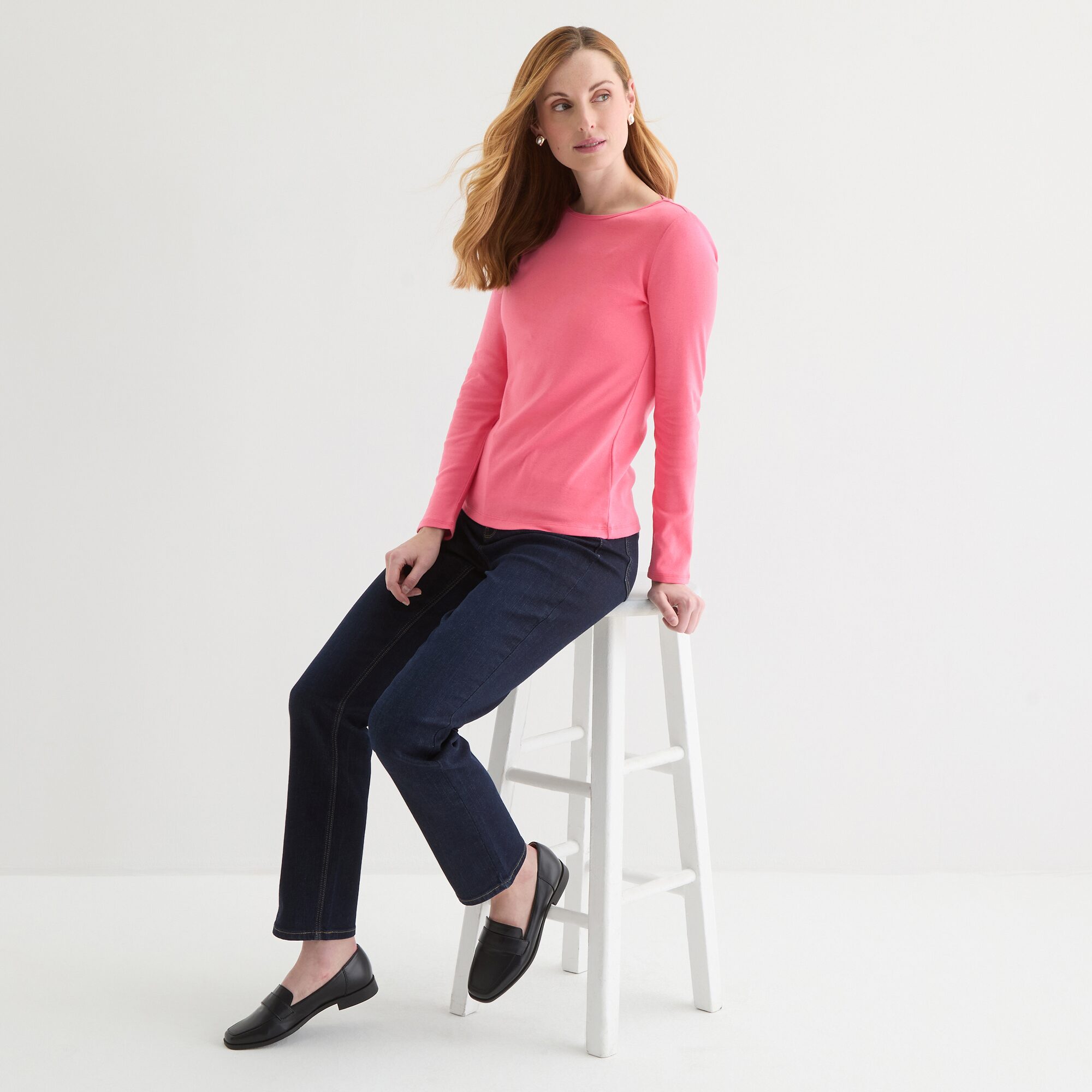 Liz Claiborne Womens Crew Neck Long Sleeve T-Shirt