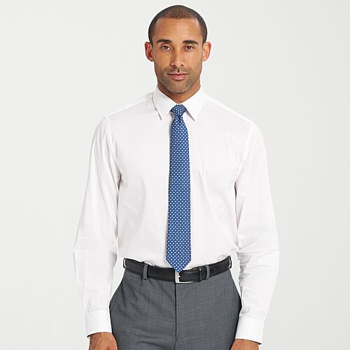 Nick Graham Mens Spread Collar Long Sleeve Shirt + Tie Set, 16.5 32-33, White