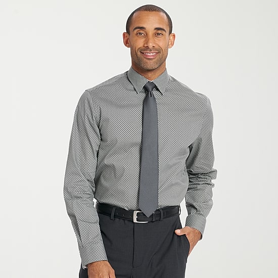 Nick Graham Mens Spread Collar Long Sleeve Shirt + Tie Set