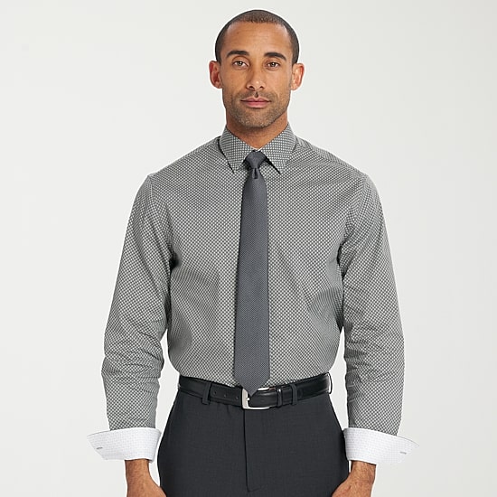 Nick Graham Mens Spread Collar Long Sleeve Shirt + Tie Set