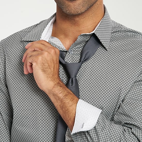 Nick Graham Mens Spread Collar Long Sleeve Shirt + Tie Set