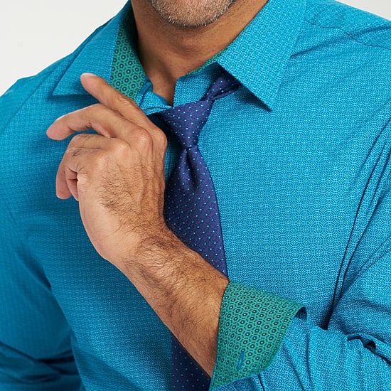 Nick Graham Mens Point Collar Long Sleeve Shirt + Tie Set