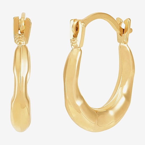 Womens 14K Gold 10.6mm Round Hoop Earrings