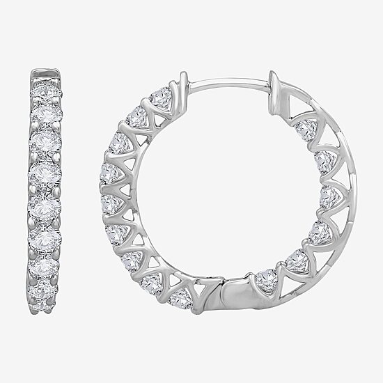 (H-I / Si1) Womens 3 CT. T.W. Lab Grown White Diamond 14K Gold 23mm Hoop Earrings