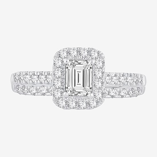 Signature By Modern Bride Womens 1 CT. T.W. (H-I / SI1-SI2) Lab-Grown Diamond Cushion Halo Bridal Set in 10K or 14K Gold