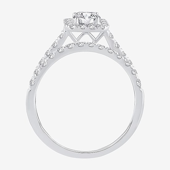 Signature By Modern Bride Womens 1 CT. T.W. (H-I / SI1-SI2) Lab-Grown Diamond Cushion Halo Bridal Set in 10K or 14K Gold