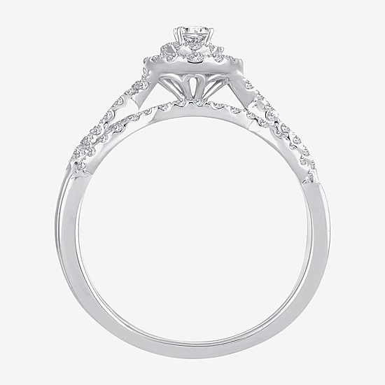 1/2 CT.T.W. Natural Diamond Halo Bridal Set 10K or 14K White Gold