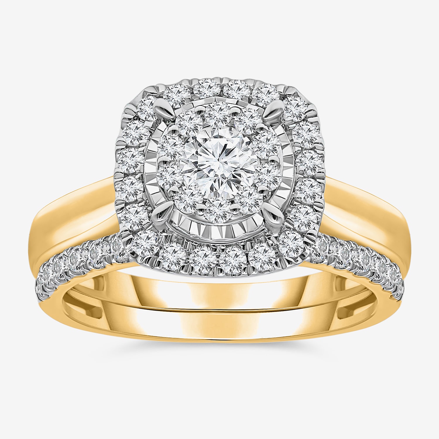 (I / I1) Womens 1 CT. T.W. Lab Grown White Diamond 10K Gold Cushion Solitaire Engagement Ring