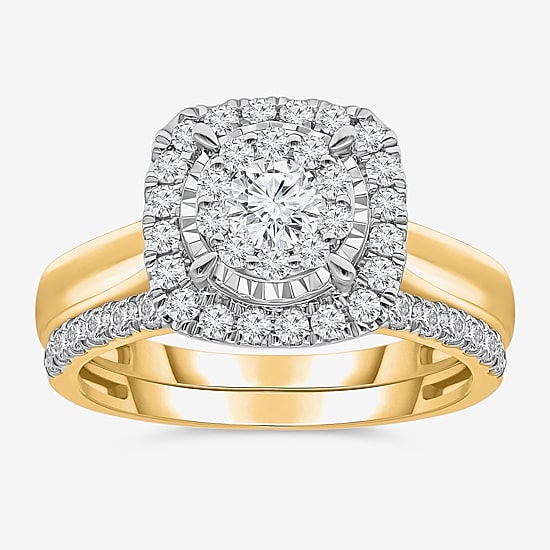 (I / I1) Womens 1 CT. T.W. Lab Grown White Diamond 10K Gold Cushion Solitaire Engagement Ring