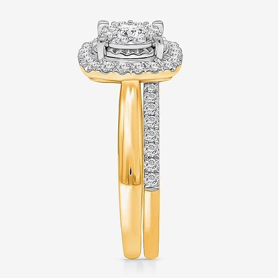 (I / I1) Womens 1 CT. T.W. Lab Grown White Diamond 10K Gold Cushion Solitaire Engagement Ring