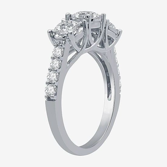 Love Lives Forever (G / Si1-Si2) Womens 1 1/2 CT. T.W. Lab Grown White Diamond 10K Gold Round 3-Stone Engagement Ring