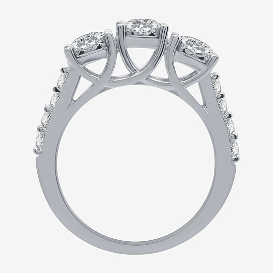 Love Lives Forever (G / Si1-Si2) Womens 1 1/2 CT. T.W. Lab Grown White Diamond 10K Gold Round 3-Stone Engagement Ring