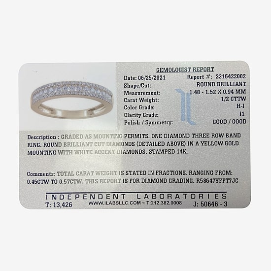 Womens 1/2 CT. T.W. Natural White Diamond 14K Gold Anniversary Wedding Band