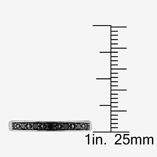 Midnight Black Womens 2MM 1/10 CT. T.W. Natural Black Diamond Sterling Silver Wedding Band