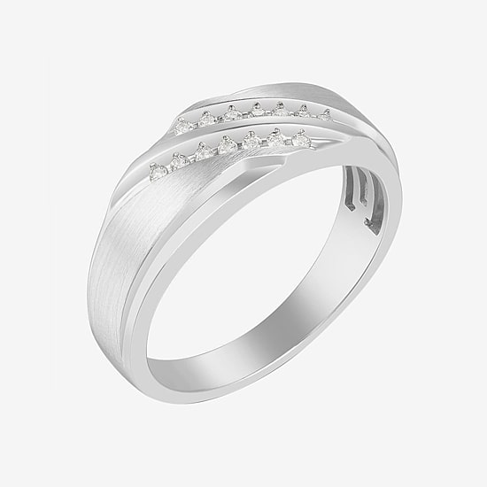 Mens 6MM 1/7 CT. T.W. Natural White Diamond 10K Gold Wedding Band