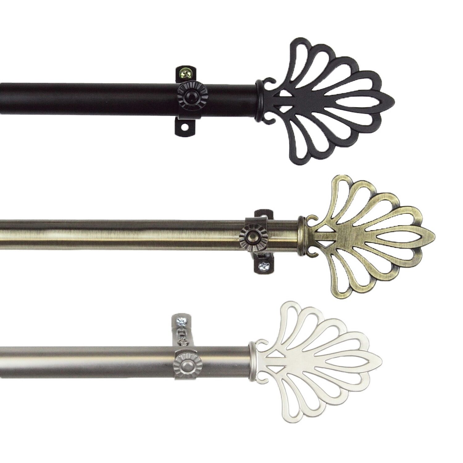 Rod Desyne 13/16" Adjustable Curtain with Fan Finials