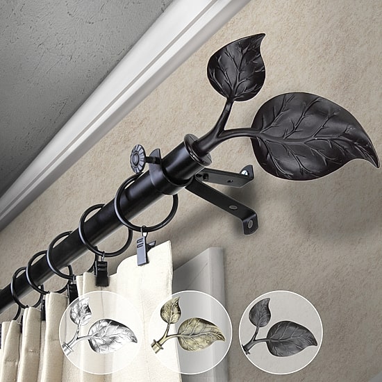 Rod Desyne 13/16" Adjustable Curtain Rod with Ivy Finials