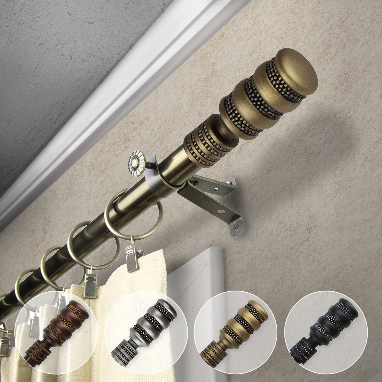Rod Desyne Dollop 13/16" Adjustable Curtain