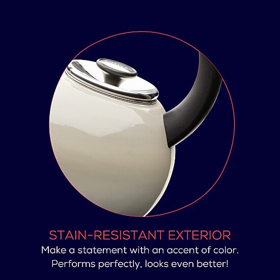 Circulon Enamel On Steel 2-Qt. Whistling Induction Tea Kettle with Flip-Up Spout