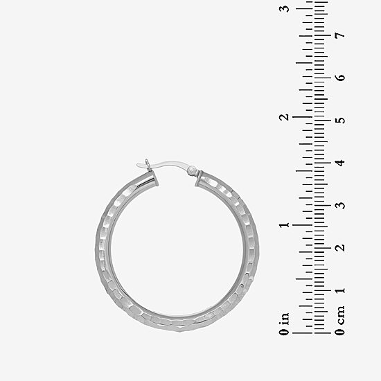 Womens Sterling Silver 38mm Hoop Earrings