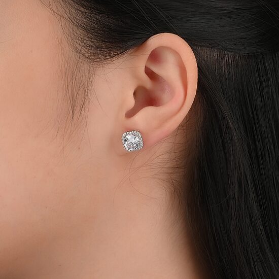 4 3/4 CT. T.W. Cubic Zirconia Sterling Silver 9.1mm Curved Stud Earrings