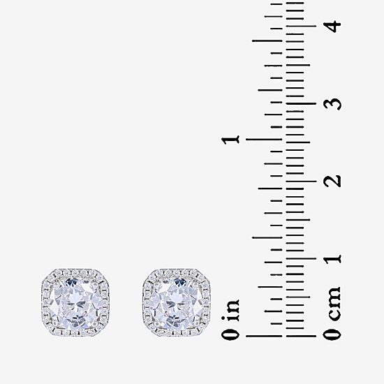 4 3/4 CT. T.W. Cubic Zirconia Sterling Silver 9.1mm Curved Stud Earrings