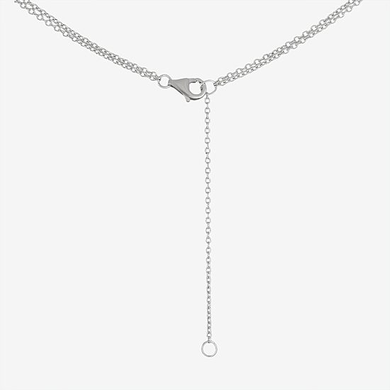 Diamonart Layered Look "Mom" Womens White Cubic Zirconia Sterling Silver Heart 16 Inch Pendant Necklace