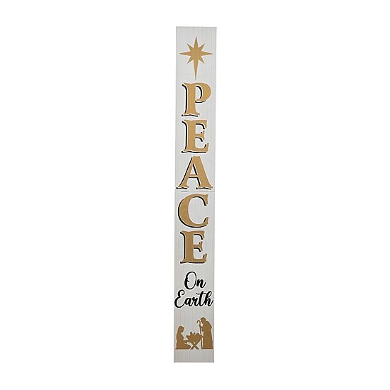 Glitzhome Wooden Nativity Peace Christmas Porch Sign