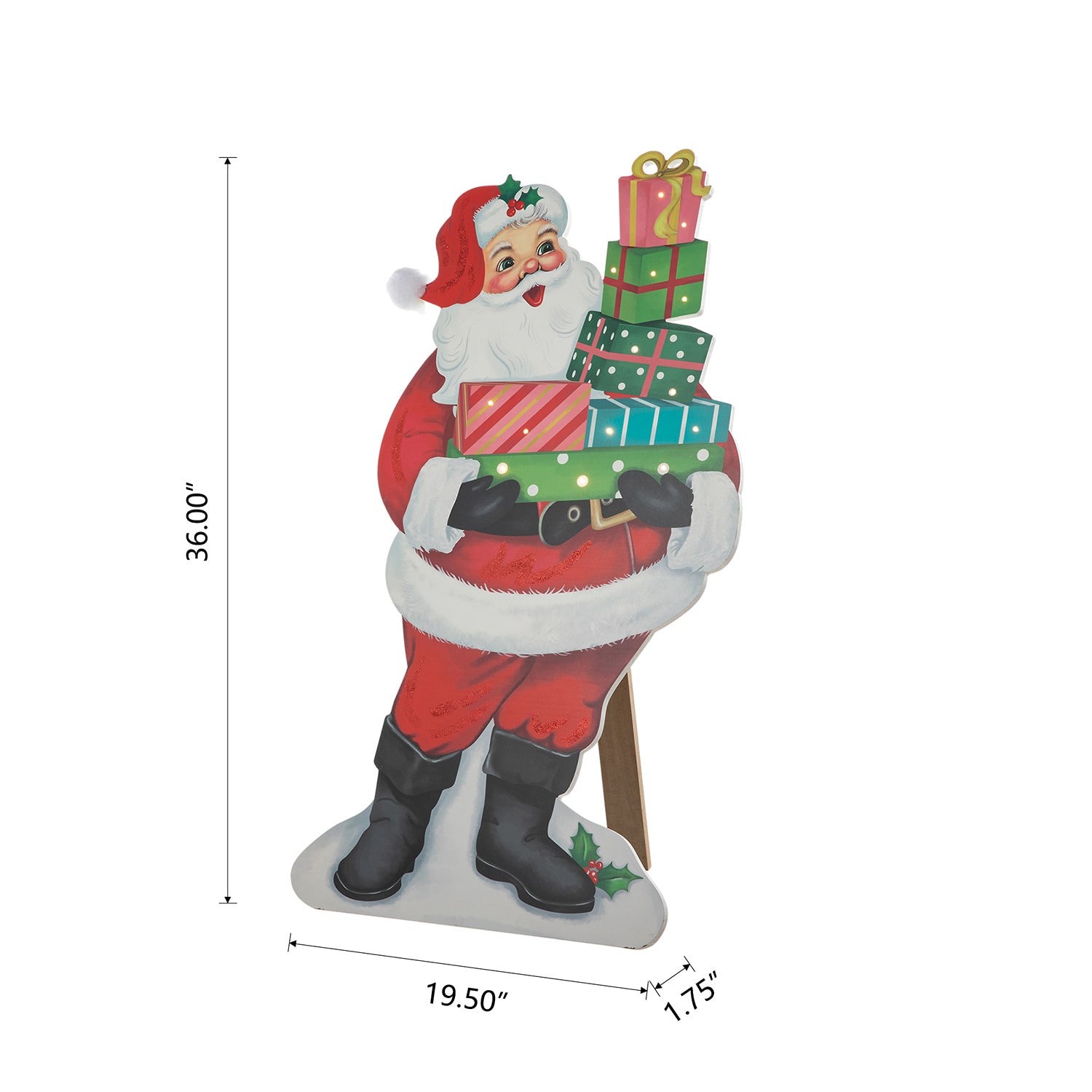Glitzhome Wooden Santa Gifts Decor Christmas Porch Sign