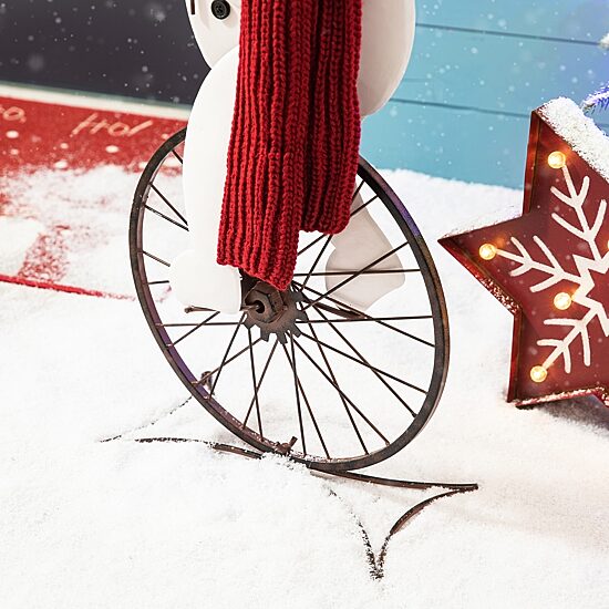 Glitzhome Metal Snowman Riding Bike Decor Christmas Porch Sign
