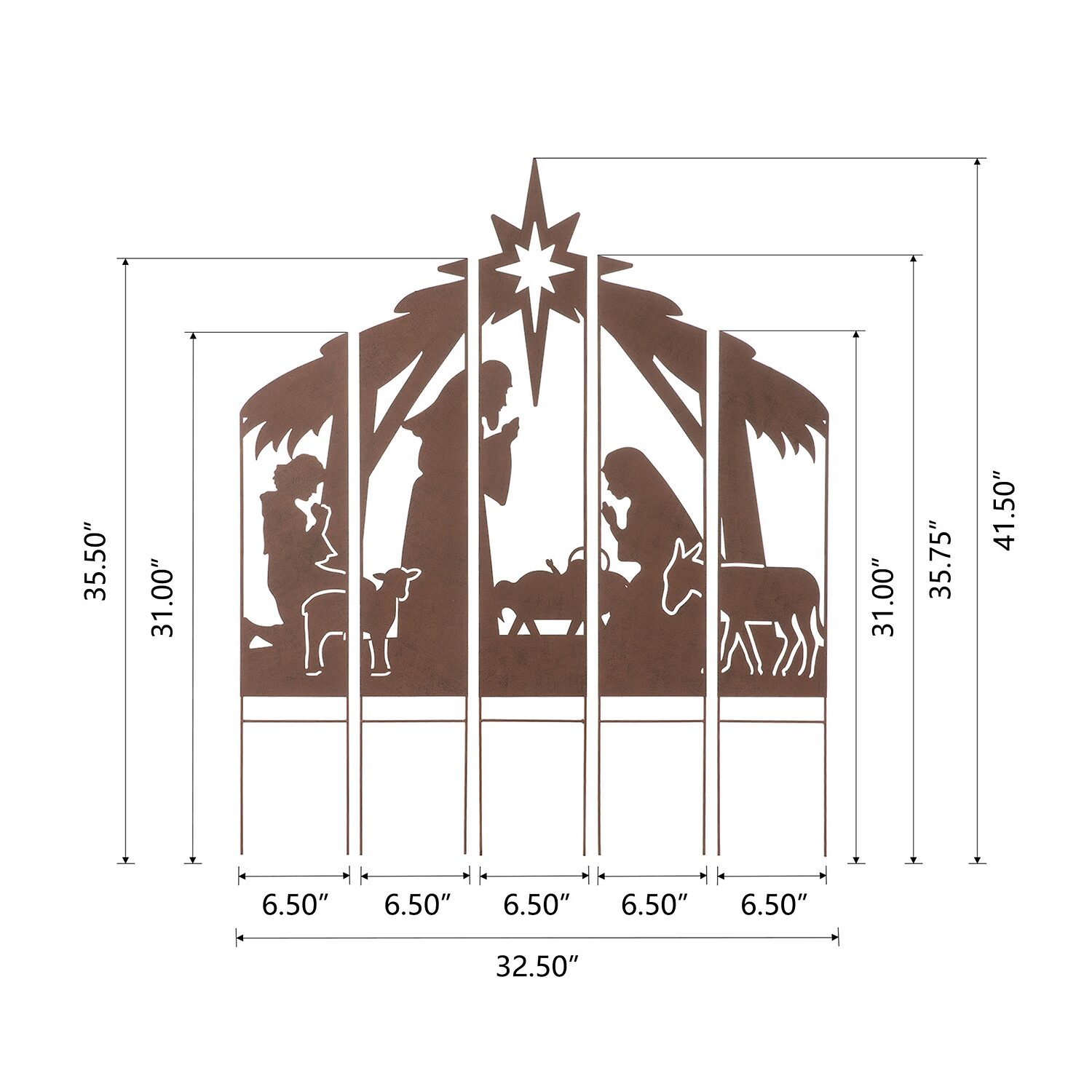 Glitzhome Metal Nativity Combo Christmas Yard Art