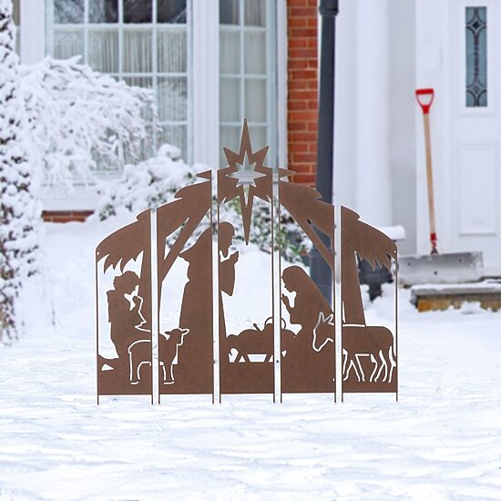 Glitzhome Metal Nativity Combo Christmas Yard Art
