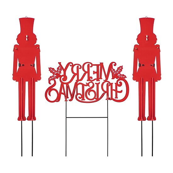 Glitzhome Set Of 3 Metal Nutcracker Christmas Yard Art