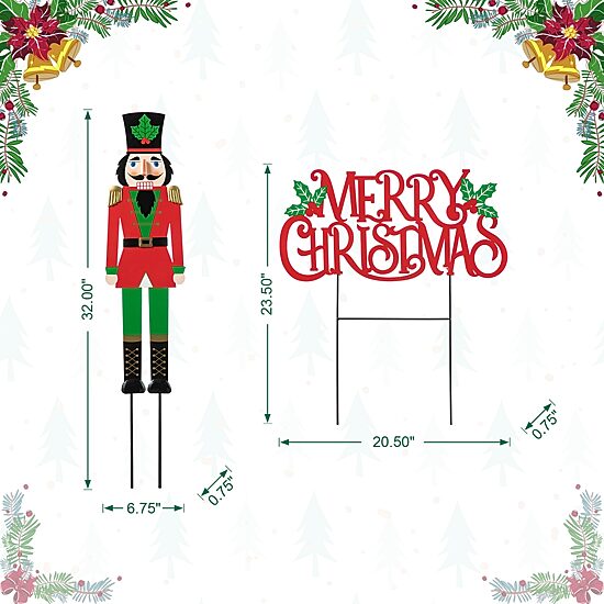 Glitzhome Set Of 3 Metal Nutcracker Christmas Yard Art
