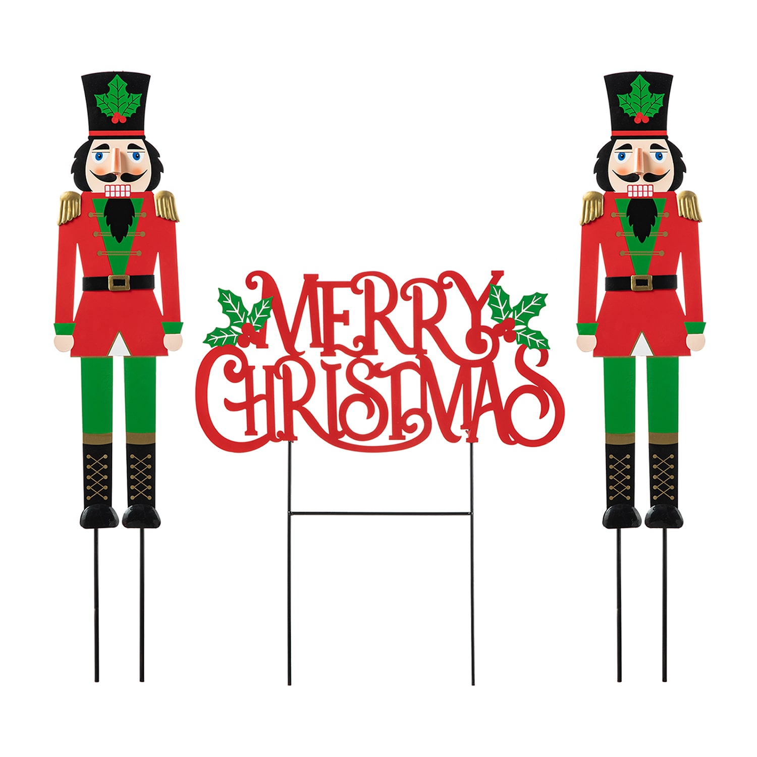 Glitzhome Set Of 3 Metal Nutcracker Christmas Yard Art