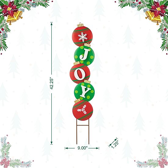 Glitzhome Metal Joy Ornament Christmas Yard Art