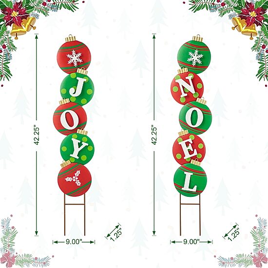 Glitzhome Set Of 2 Metal Ornament Christmas Yard Art
