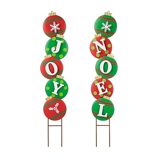 Glitzhome Set Of 2 Metal Ornament Christmas Yard Art