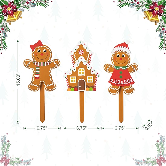 Glitzhome Set Of 3 Gingerbread Man Christmas Yard Art