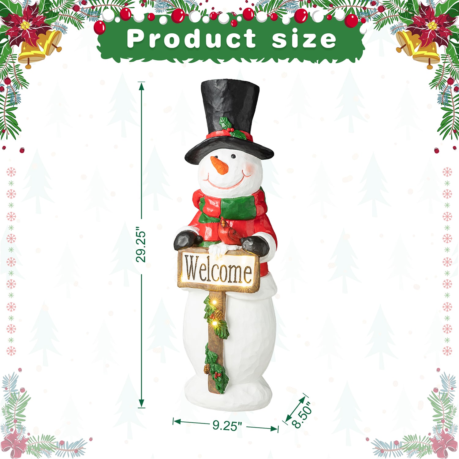 Glitzhome Resin Snowman Decor Christmas Porch Sign