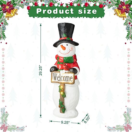 Glitzhome Resin Snowman Decor Christmas Porch Sign