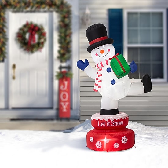 Glitzhome 6ft Lighted Rotating Snowman Christmas Inflatable