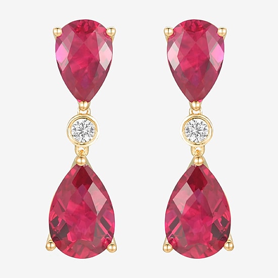 Womens Gemstone 14K Gold Over Silver Pear Drop Earrings