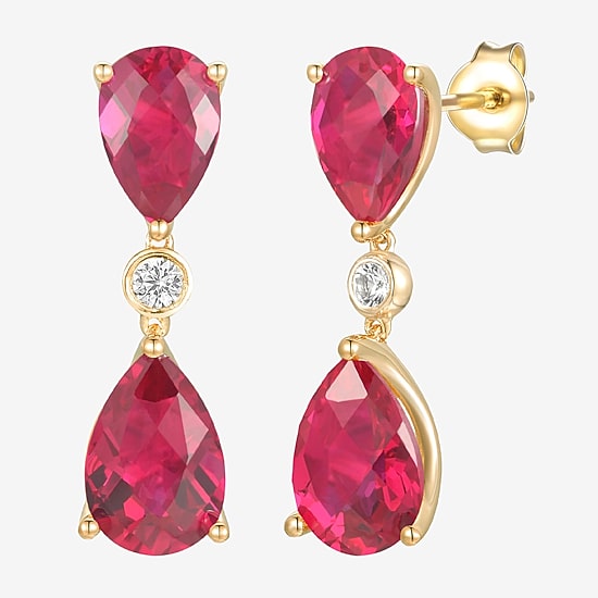 Womens Gemstone 14K Gold Over Silver Pear Drop Earrings